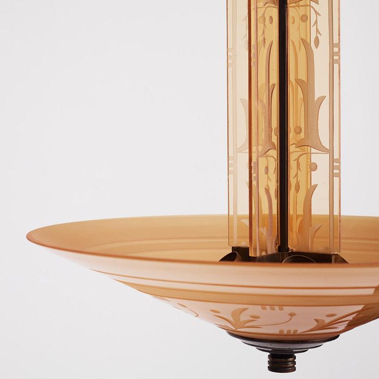 Edward Hald, a ceiling lamp model "HD 615", Orrefors, 1930s.