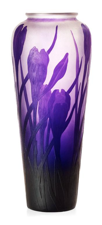An Alf Wallander Art Nouveau cameo glass vase, Kosta, circa 1909.