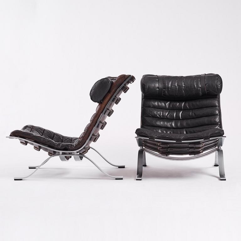 Arne Norell, a pair of black leather 'Ari' lounge chairs, Möbel AB Arne Norell, 1960-1970s.