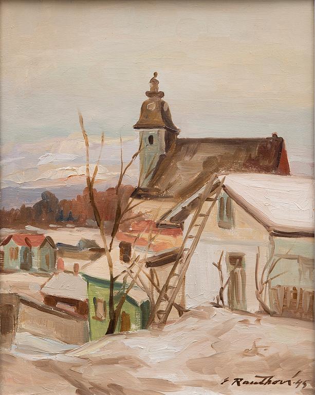 ERIK RAUTHOVI, öljy puulevylle, signeerattu ja päivätty -45.