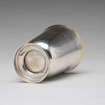 A Swedish 19th century parcel-gilt silver beaker, mark of Adolf Zethelius, Stockholm 1820.