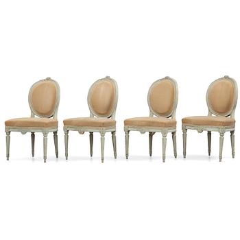 61. A set of four Gustavian chairs by Erik Holm (master 1779-1814).