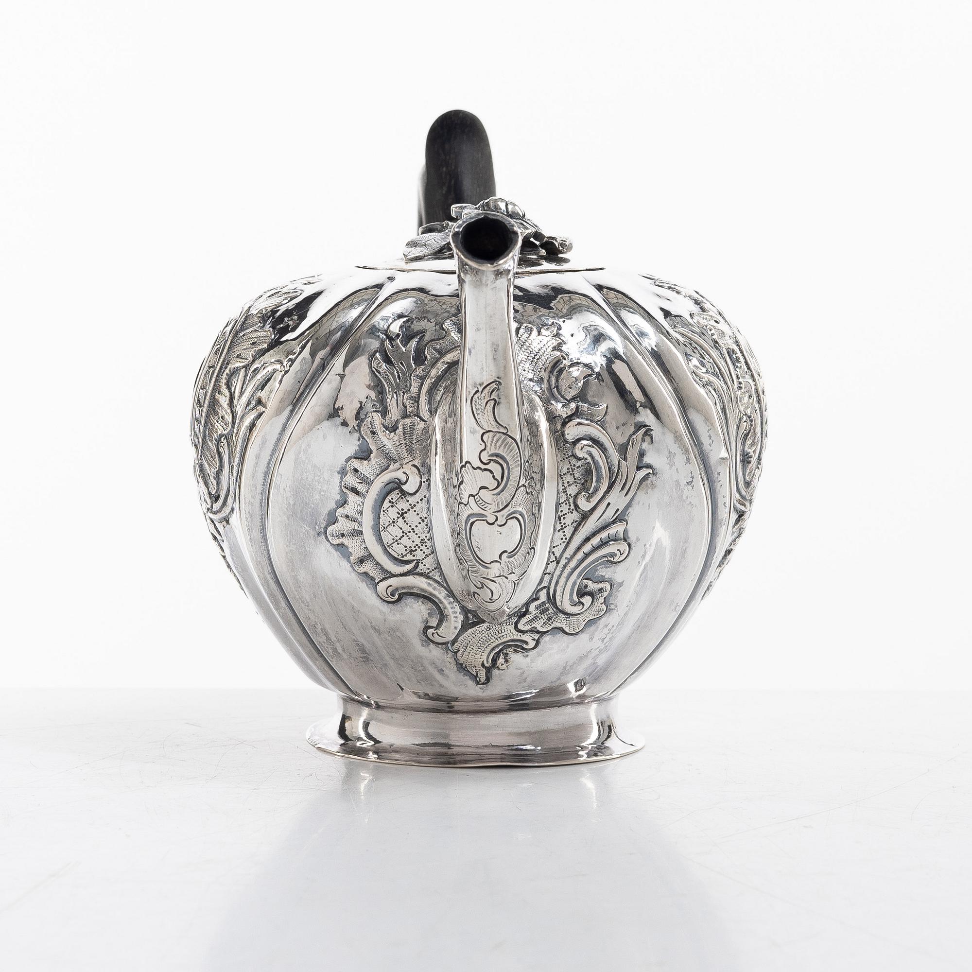 A Russian silver teapot, Moscow 18th century, unclear marks, probably Fedor Petrov (active 1760-1789).