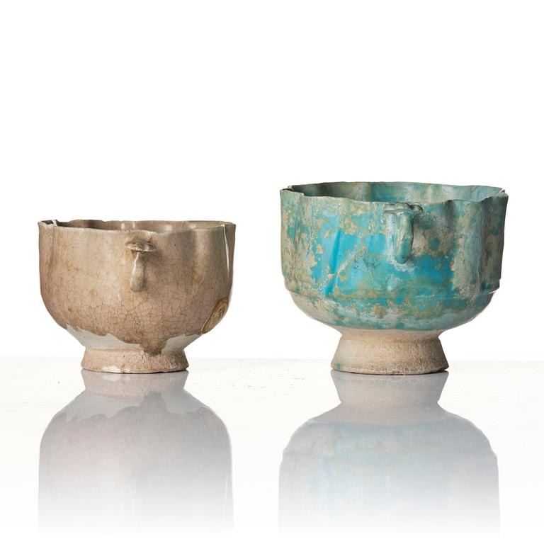 Two pottery jugs, Central Asia, 13th century.