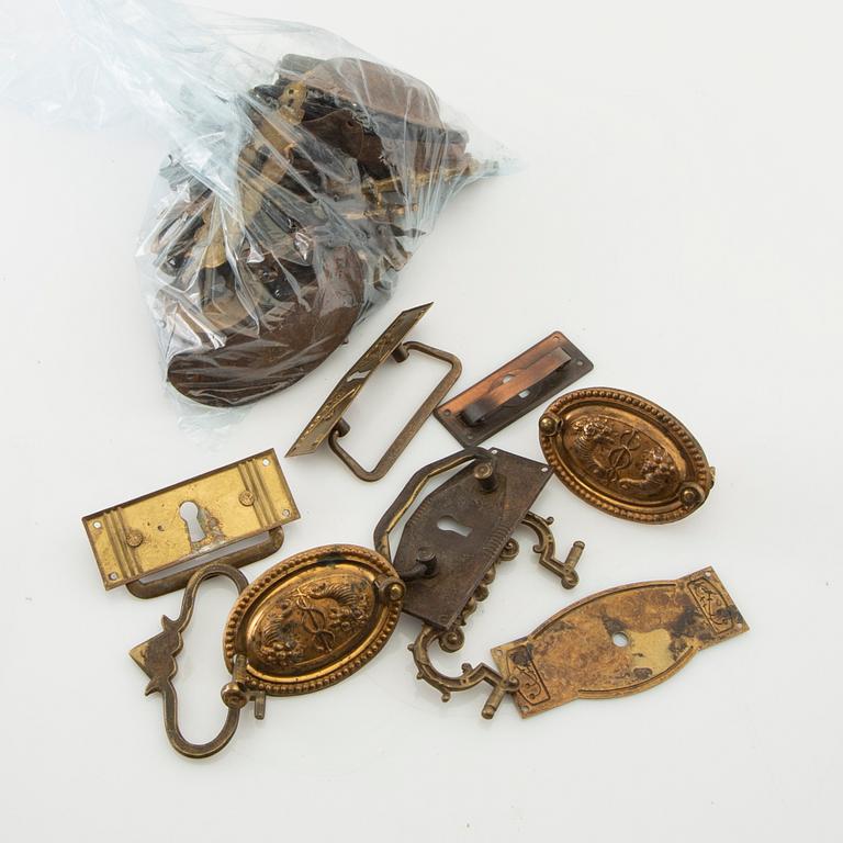 Fittings, handles, hinges, keys, etc. 19th/20th century.