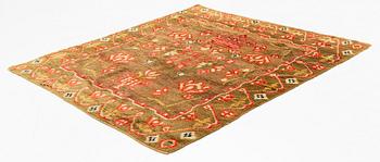 A Finish knotted pile bed cover ca 181,5 x 160 cm, dated 1789.