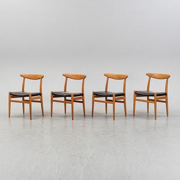 Hans J Wegner, stolar, 4 st, modell W2, CM Madsens fabriker, Haarby, Danmark.
