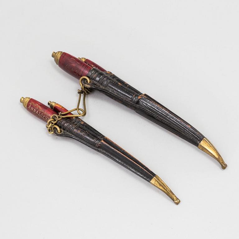 Two puukko double knives by Antti Mäenpänen Finland dated 1898.