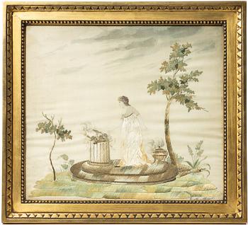 An Empire silk embroidery, signed C. M. Meÿer, early 19th Century.