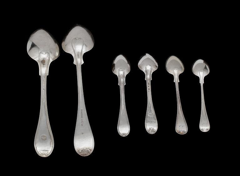 PARTI BESTICK, ca 20 delar, silver, bl a G Folcker Stockholm 1829. Tot vikt ca 530 g.