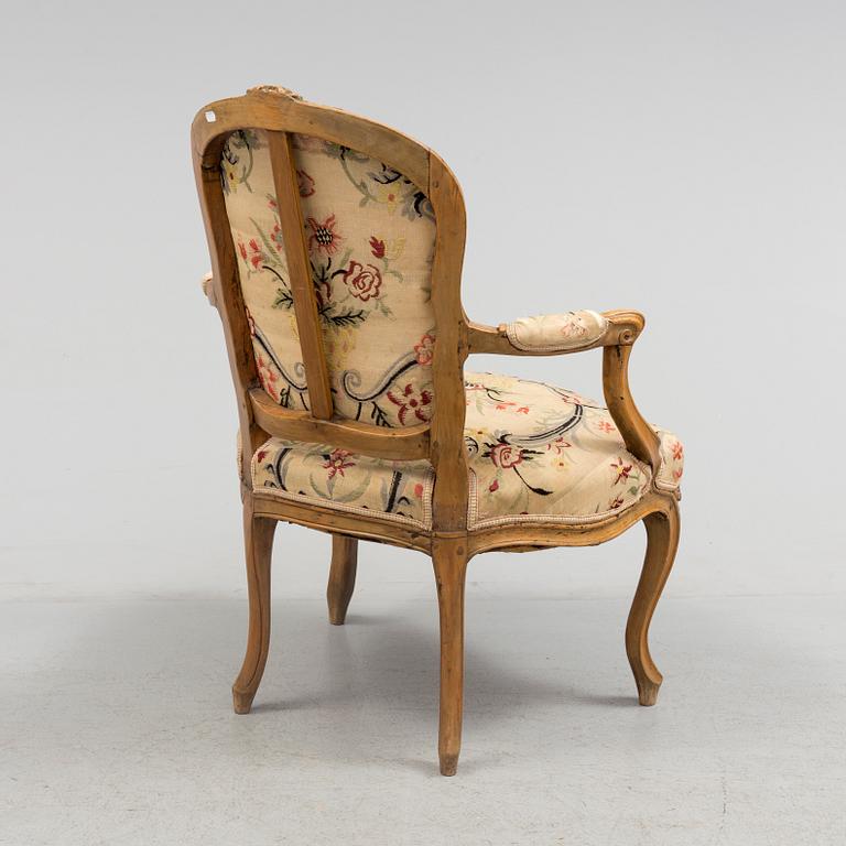 A mid 18th century rococo armchair.