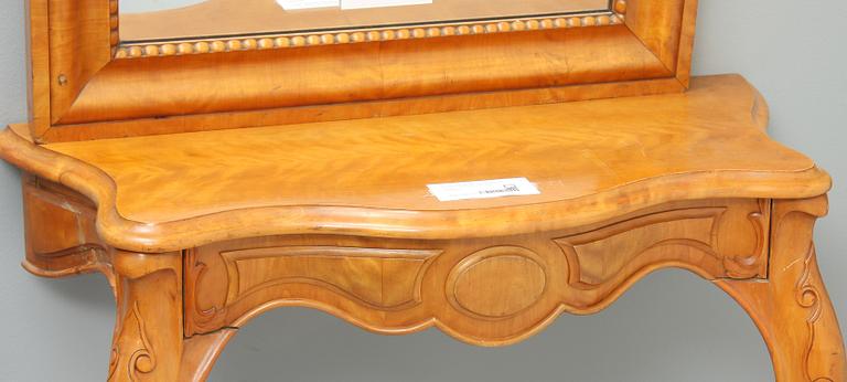 SPEGEL MED KONSOLBORD, nyrokoko 1800-talets andra hälft.