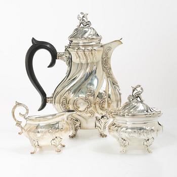 C.G. Hallberg, A three piece coffee service, Rococo style, 1950s, Stockholm.