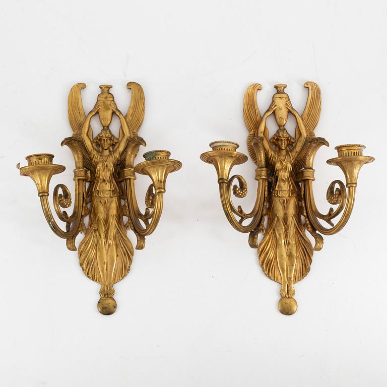 Appliquer, ett par, brons, empirestil, 1900-talets början.