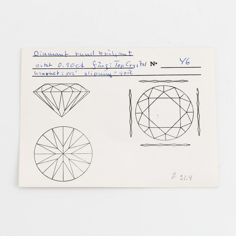 Briljantslipad diamant 0,90 ct.