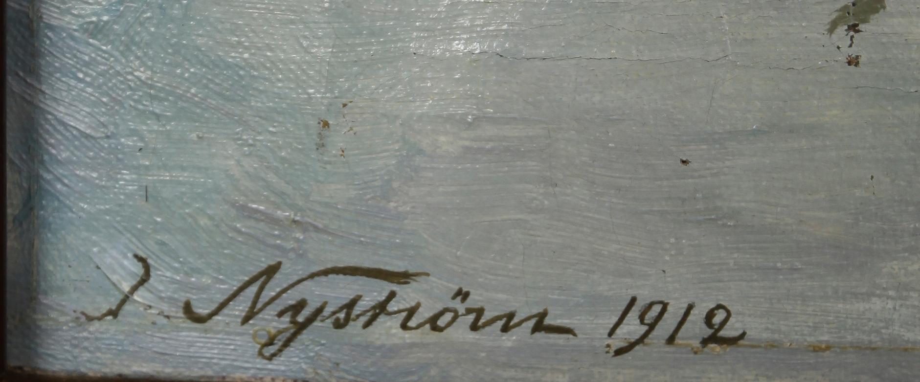 OKÄND KONSTNÄR, olja på duk, signerad Nyström och daterad 1912.