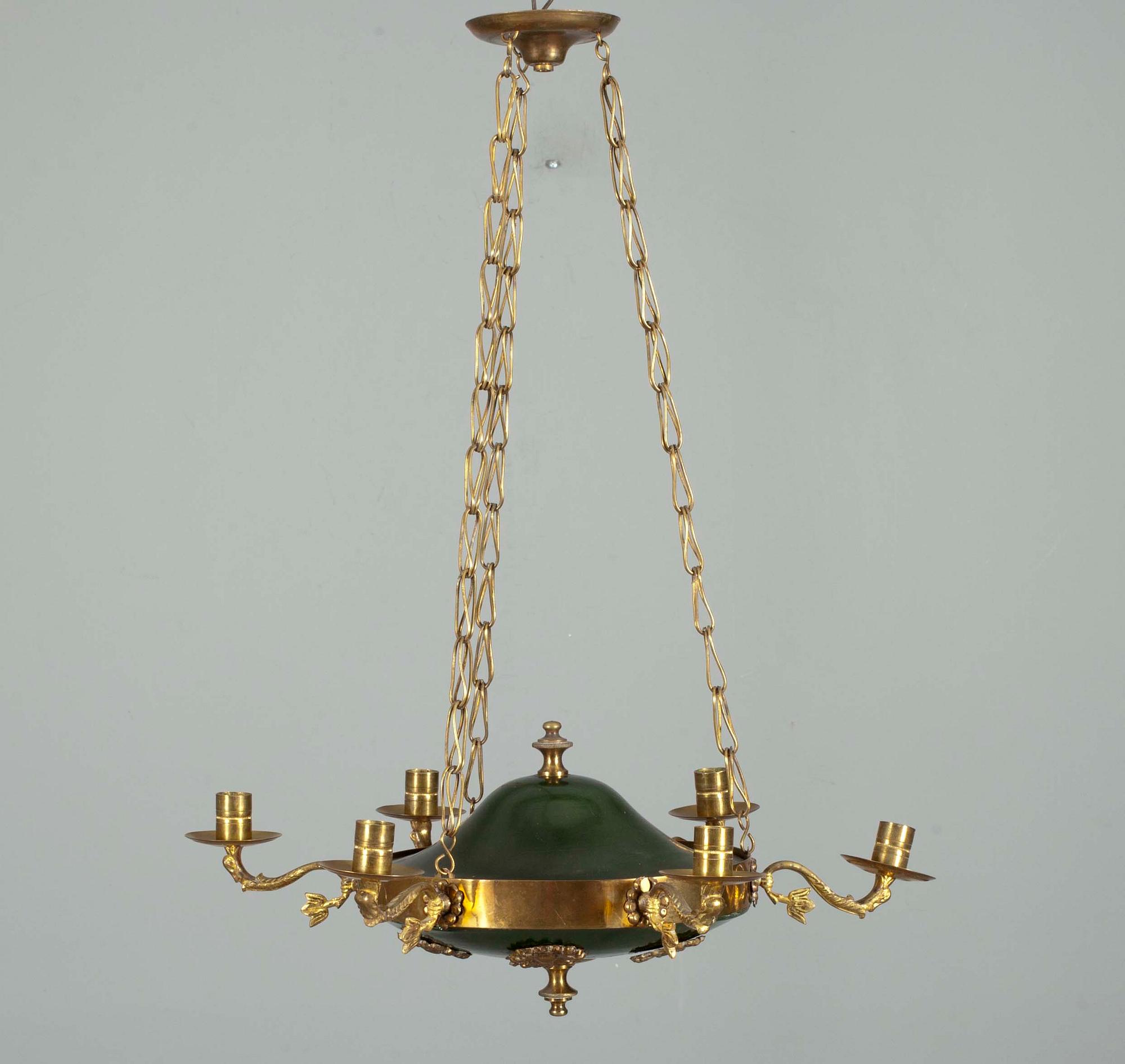 AMPEL, mässing och brons, empirestil, sekelskiftet 1800/1900.