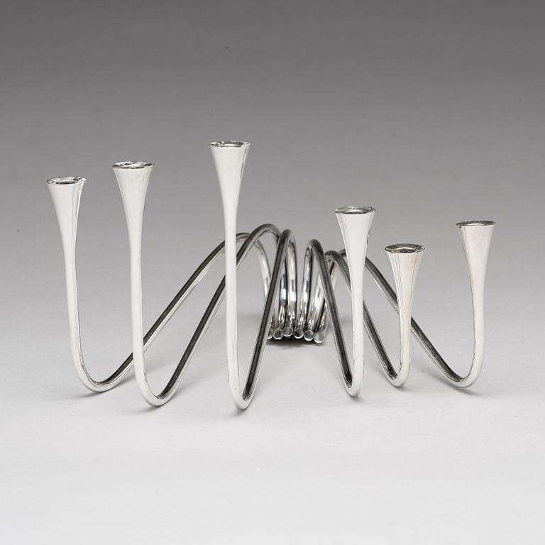 Ibi Trier Mørch, kandelaber "Bølgeslag", för Firma A. Michelsen, Danmark 1951, sterling.