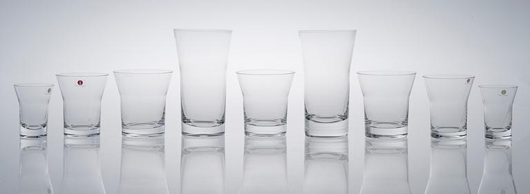 ALVAR & AINO AALTO, drinking glasses, 9 pcs, model 2043, Iiittala. In production 1987-1992.