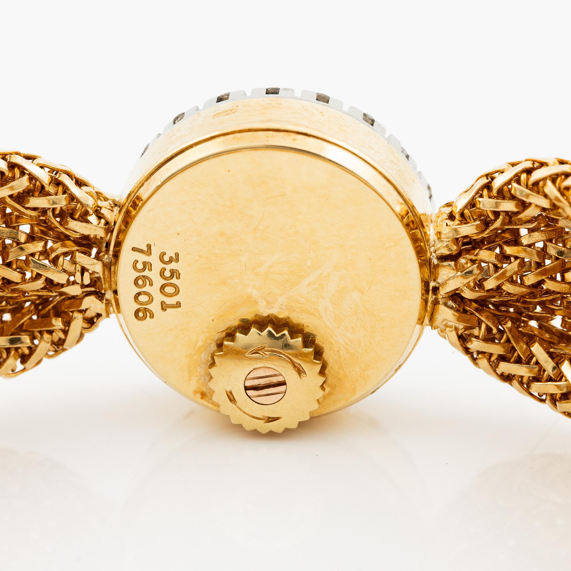 Piaget, armbandsur 18K guld och runda briljantslipade diamanter med länk av W.A. Bolin.