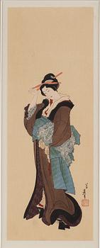 KATSUSHIKA HOKUSAI (1760–1849), efter, color woodblock print. Japan, presumably 20th century.