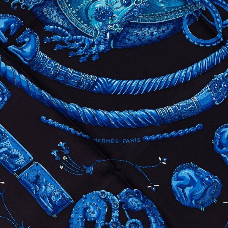 Hermès, a 'Concours d'étriers' silk scarf.