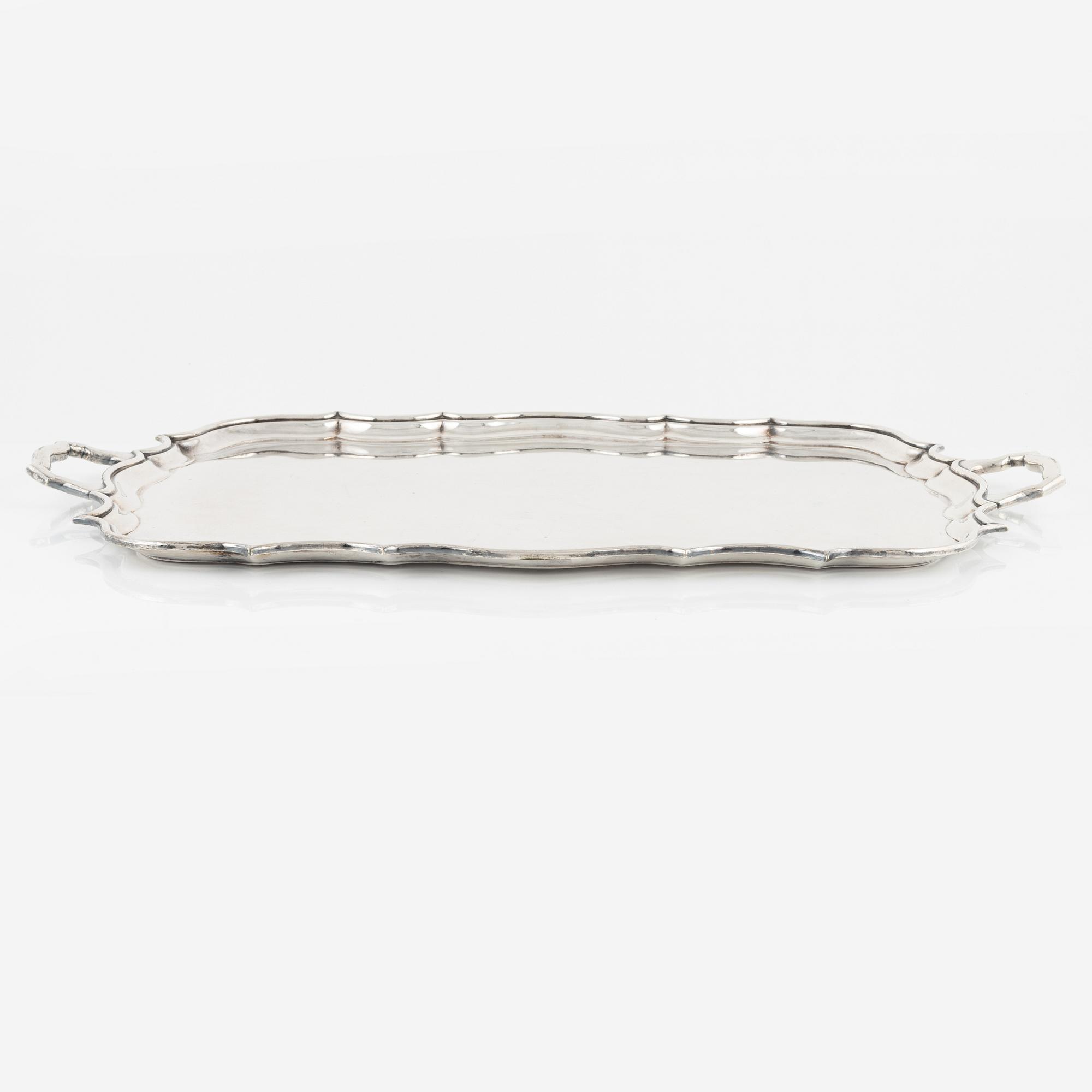 A silver plated tray, 20th Century.