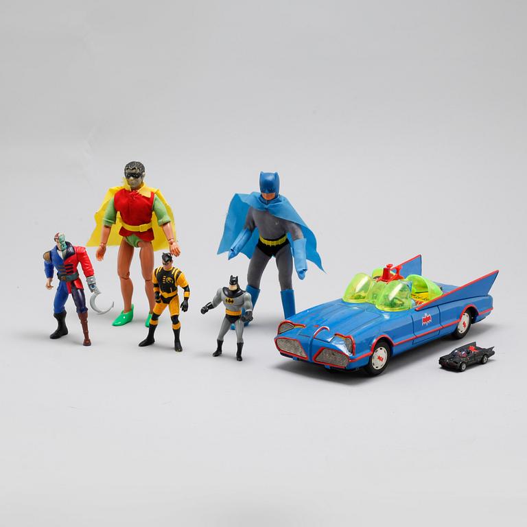 Seven Batman objects from the latter half of the 20th century.