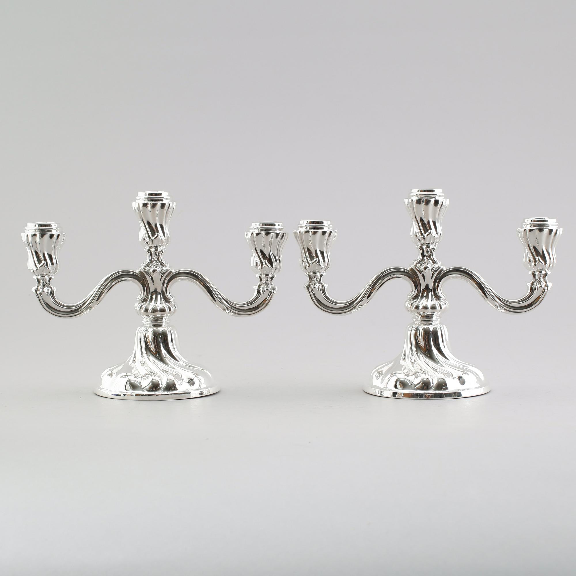 KANDELABRAR, 1 par, silver, Tyskland, 1900-talets första hälft.
