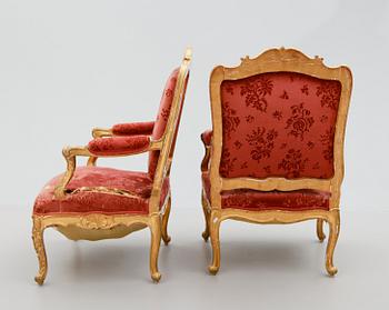 KARMSTOLAR, 1 par, Frankrike, 1800-/1900-tal.
