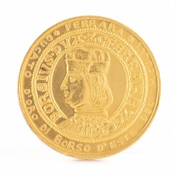 Gold coin, Italy, ducat, 500th anniversary coin for Borso d'Este 1956.