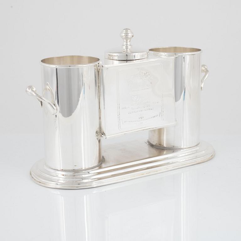 Wine cooler, nickel silver, contemporary.