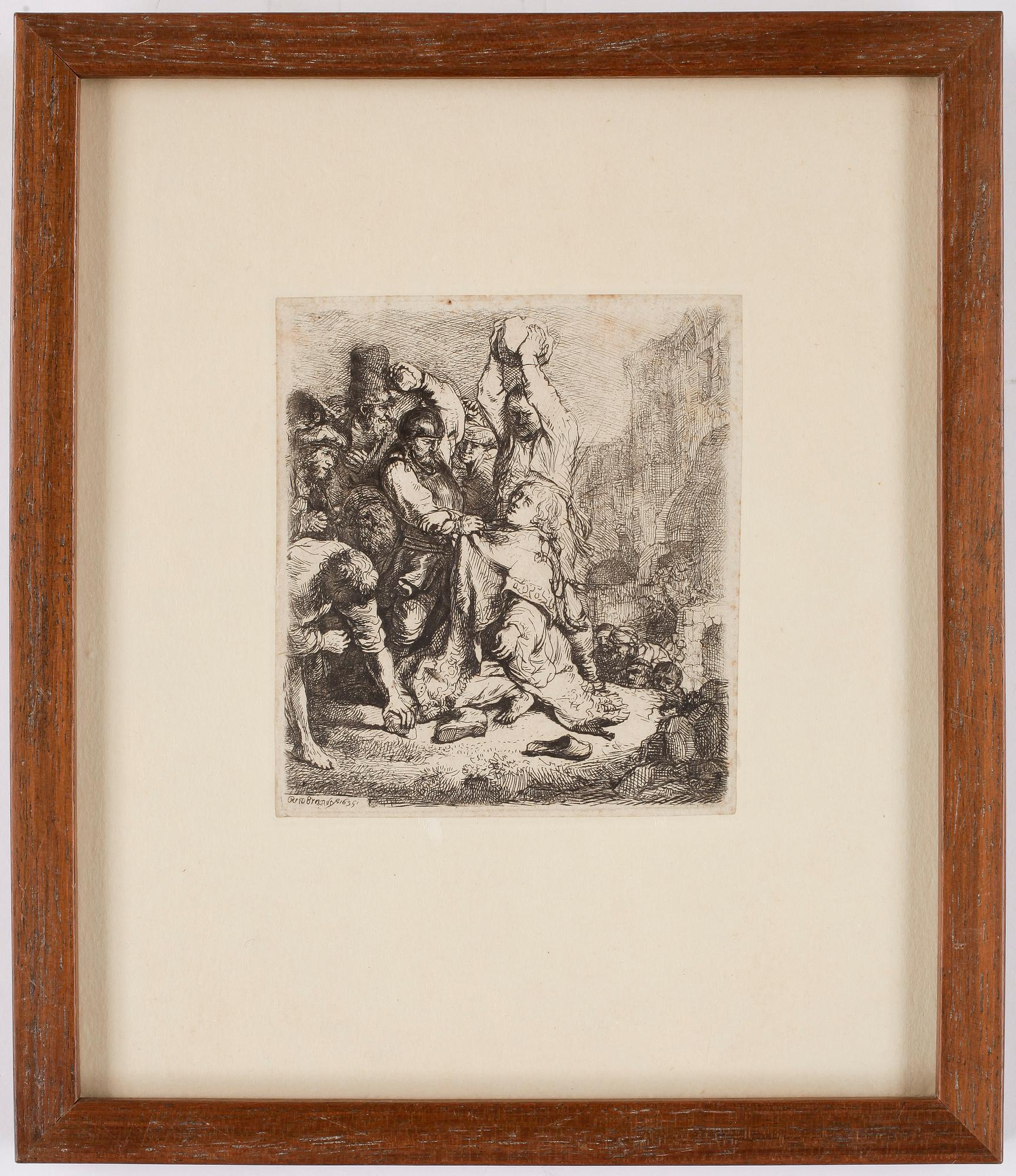 REMBRANDT HARMENSZ. VAN RIJN. Etsning 1635, troligen senare avdrag 16/1700-tal.