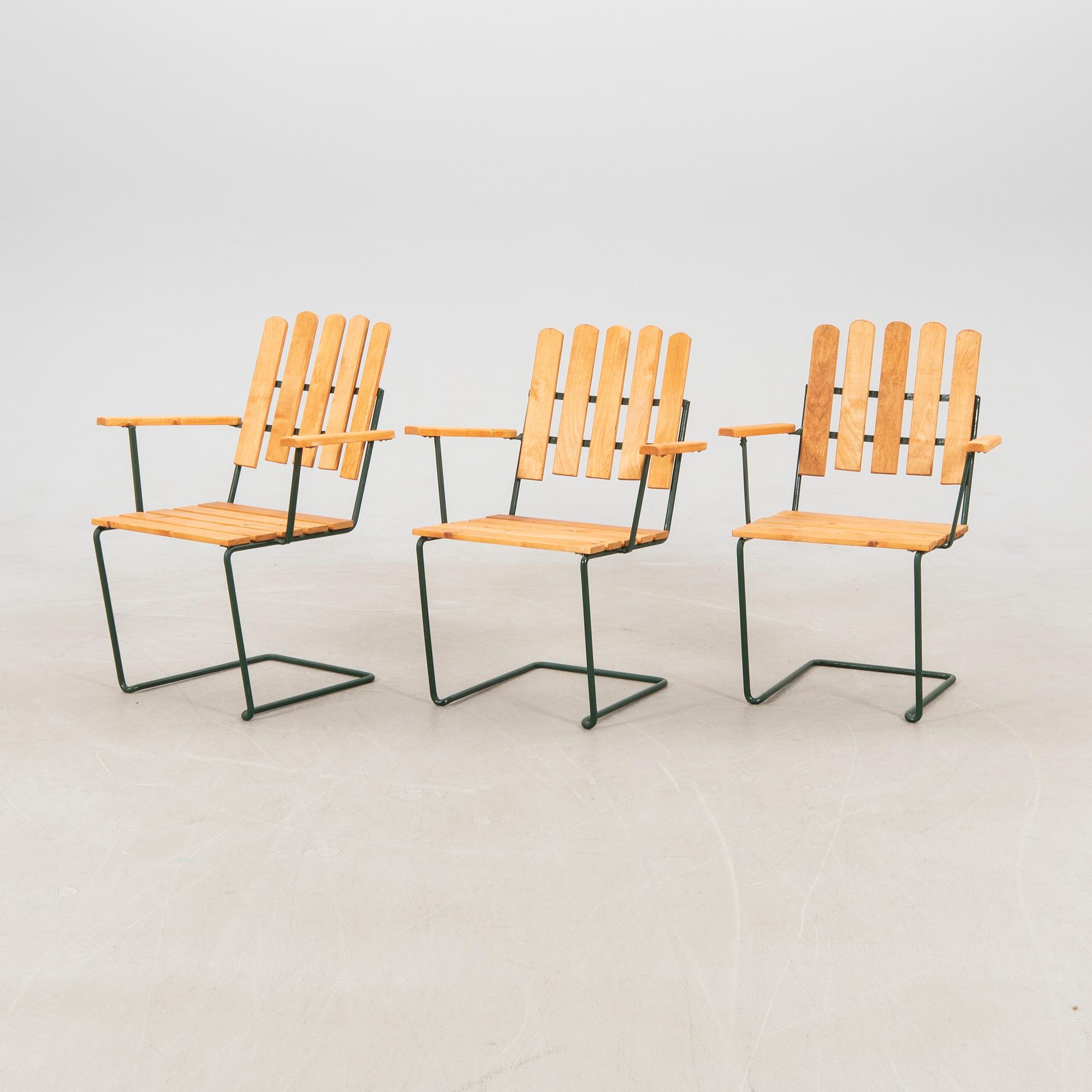 Arthur Lindquist, garden armchairs, 3 pcs, model A2, Grythyttan.