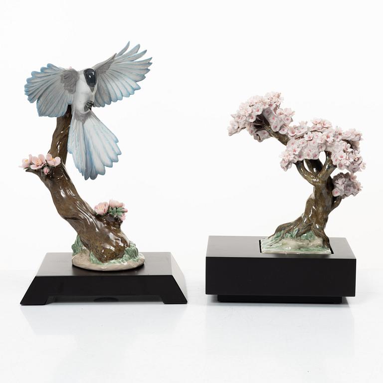 Lladró, two figurines, "Warbles for the blossom" and "Blossoming tree", Spain.