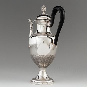 A Swedih 19th century silver coffee-pot, mark of Johan Engelbrekt Malm, Stockholm 1828.