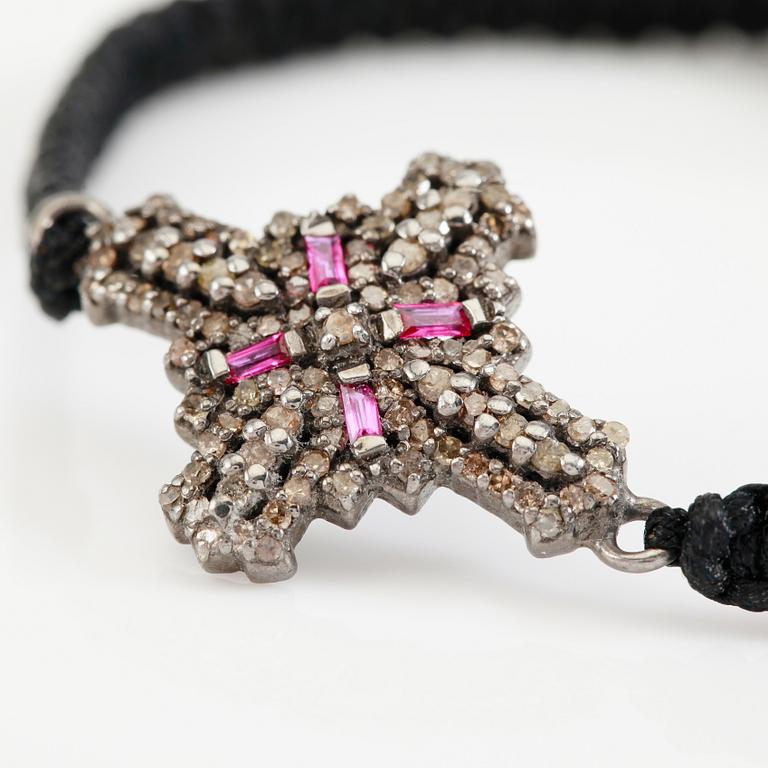 ARMBAND, silver, diamanter och rubiner.