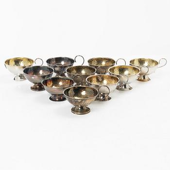 Punch mugs, 10 pcs, silver, including Johanna Gottschalk Arkala, Stockholm 1967.