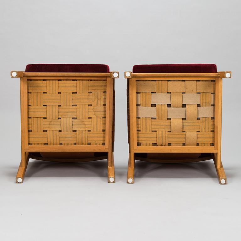 Carl Gustaf Hiort af Ornäs, fåtöljer ett par, "Rialto", Puunveisto Oy - Träsnideri Ab, 1950-talets slut.