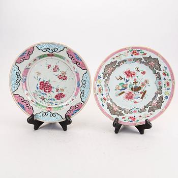 A set of four different Qing Dynsaty porcelain plates.