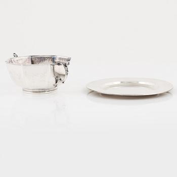 A Swedish silver Bowl, Dish, Beaker and Lided Box.