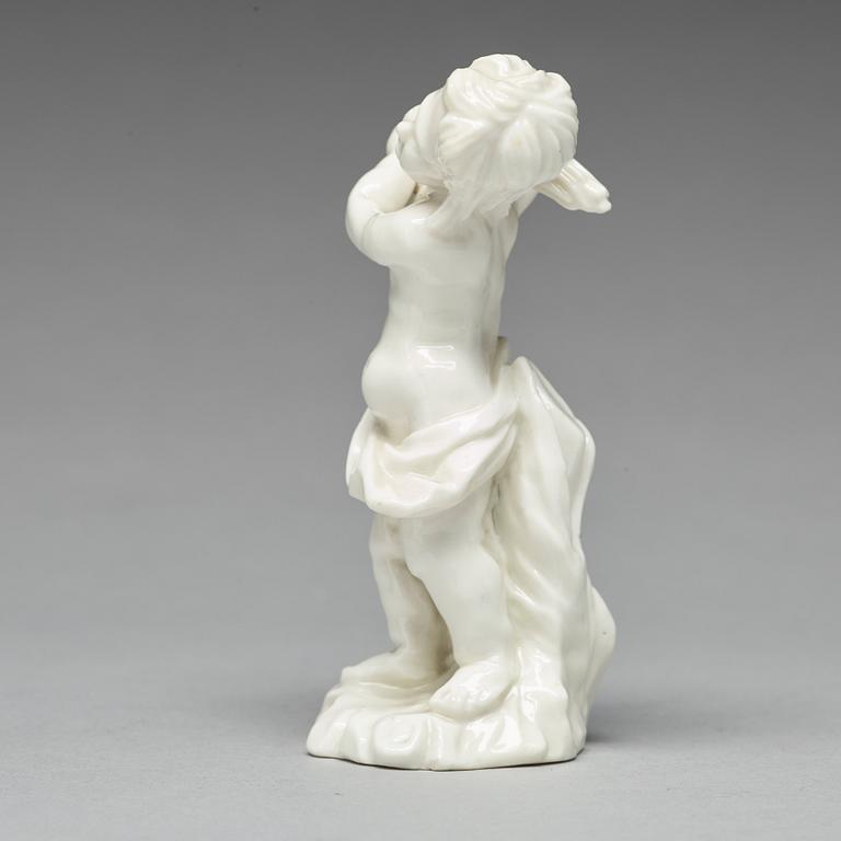 FIGURIN, porslin. Marieberg, 1700-tal. "Putto med sädeskärve".