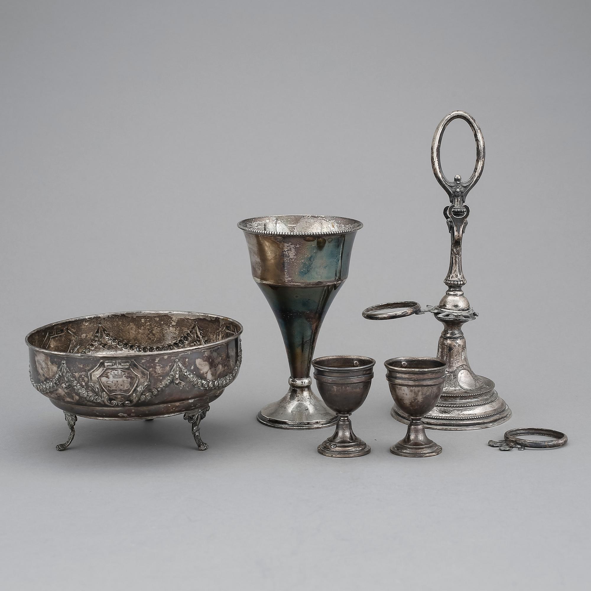 PARTI SILVER, 5 delar, bl.a. KA Andersson, Stockholm, 1927. Vikt 424 g.