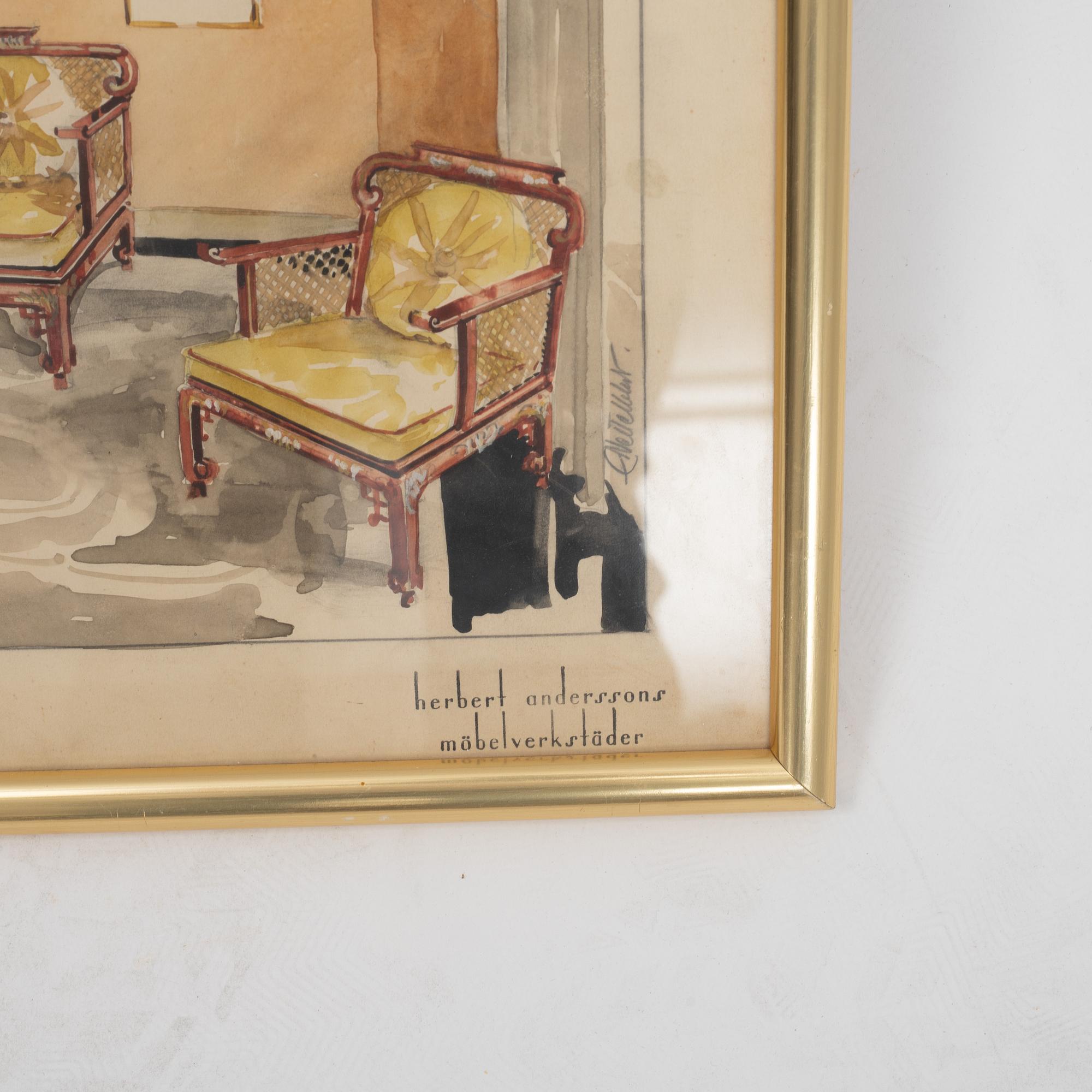 A Swedish Grace sofa, armchair and coffee table, Herbert Anderssons Möbelverkstäder, 1920's.