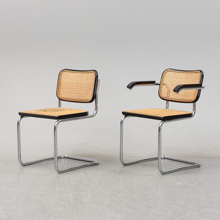 Marcel Breuer, five tubular steel 'Cesca' chairs, Knoll Studio.