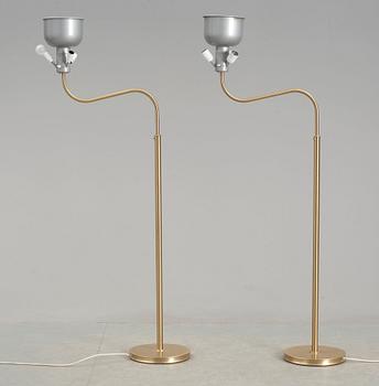 A pair of Josef Frank brass floor lamps, model 2368/2148, Svenskt Tenn.