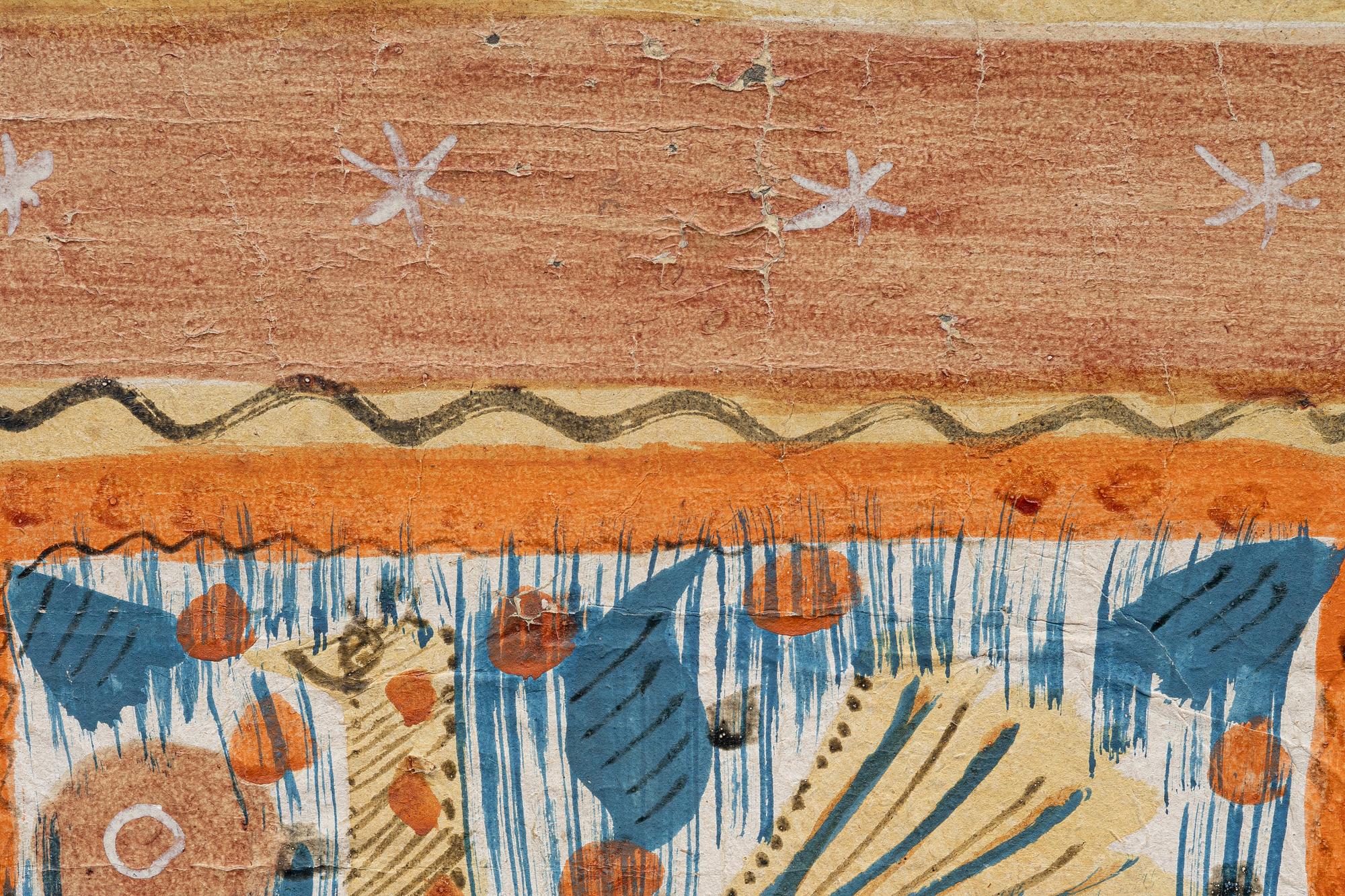 Bonadsmålning, s.k tuppamålning, Sunnerboskolan, Småland, 1800-talets första hälft.