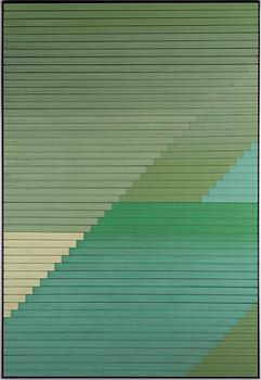 Alek O, painted plastic shutters, executed in 2014.