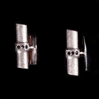 CHAO-HSIEN KUO, MANSCHETTKNAPPAR, "Black and White Oriental" sterling silver, svarta spineller, Lapponia 2007.