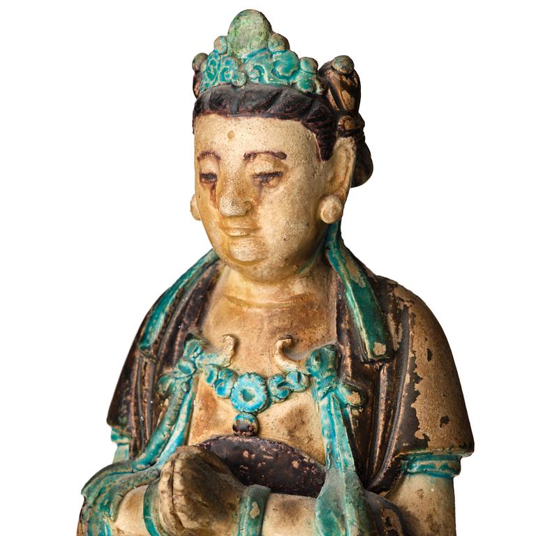 A turkoise glazed figure of bodhisattva, Ming dynasty (1368-1644).